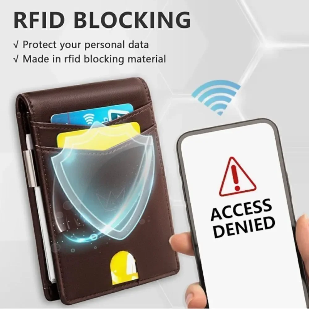 Men’s Slim Wallet With Money Clip RFID Protection 11 Card Slots Vegan